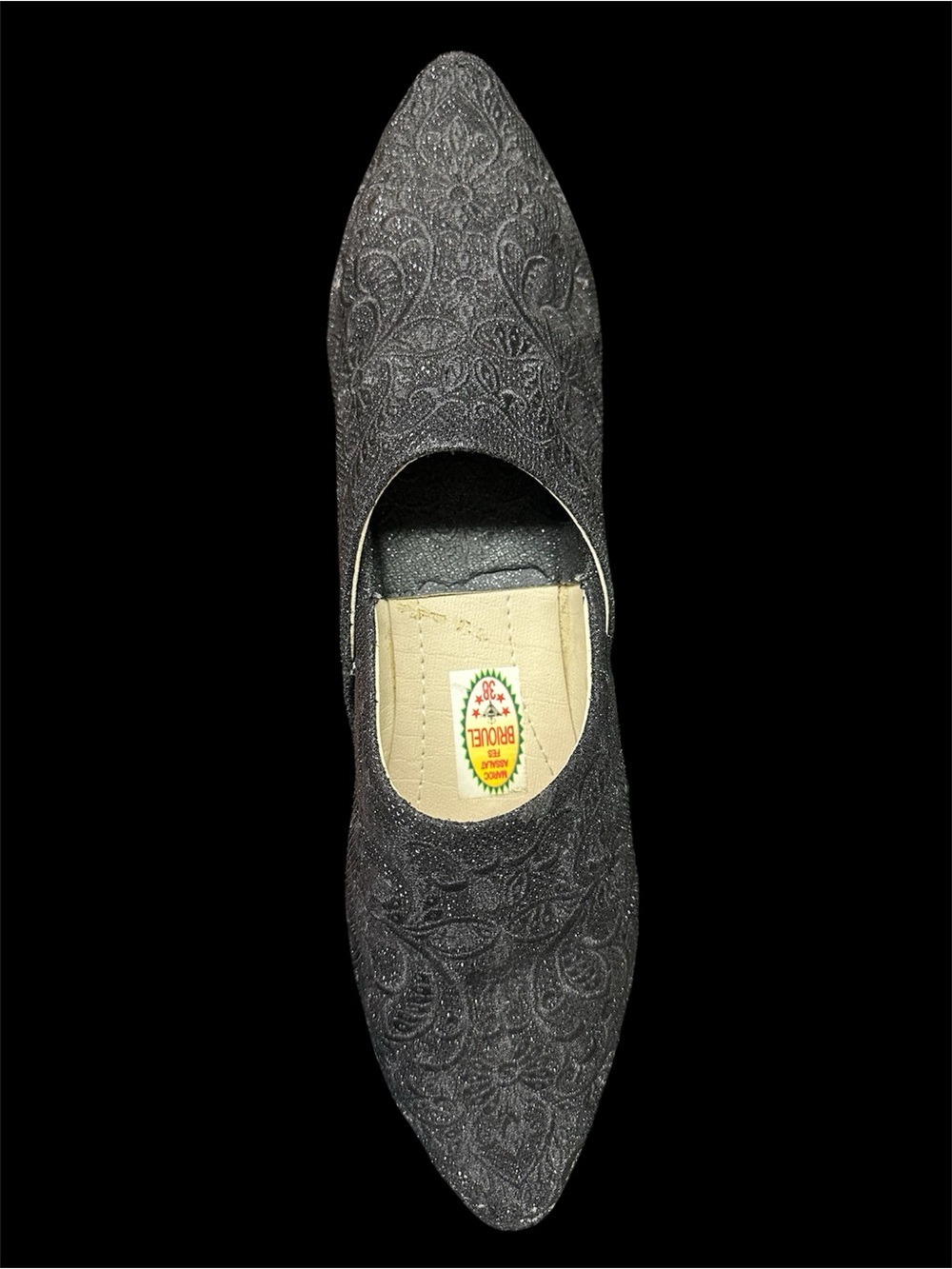 Women’s Morrocon (from Fes)Embroidered Pointed Toe Slip-On Shoe - Black